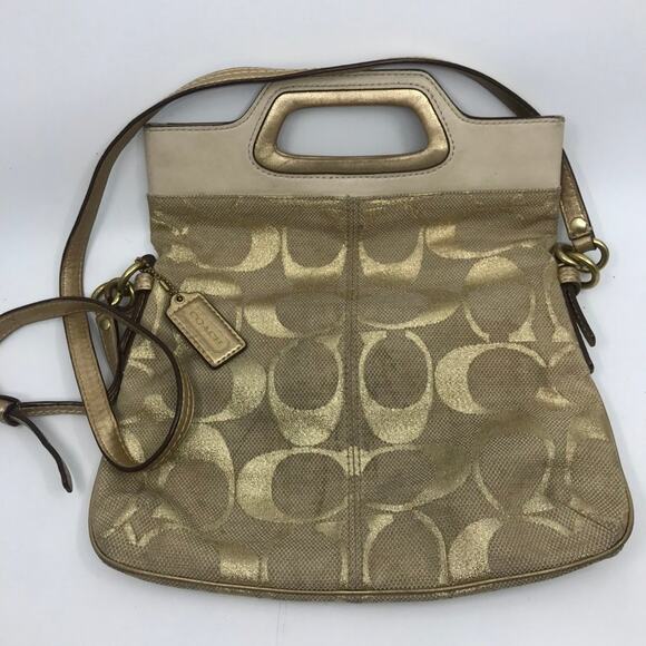 COACH Tan Cream Jacquard Fabric CrossBody Bag - Picture 2 of 8
